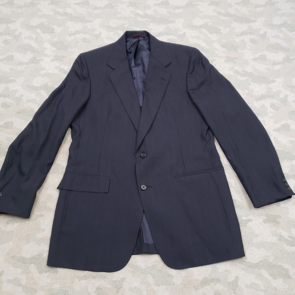 Hart Schaffner & Marx Blazer Mens 42 Long Blue‎ Pockets Striped Two Button